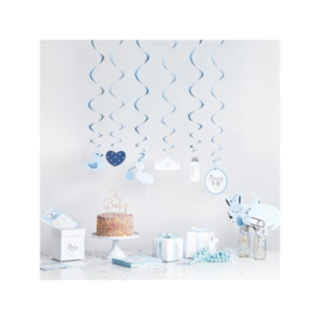 Babyshower Swirls Blå