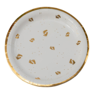 Babyf&oslash;dder Paptallerkener Hvid/Guld