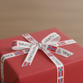 Norsk Gratulerer Satinbånd