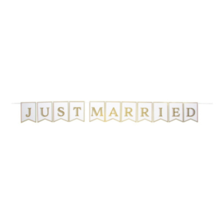 Just Married Flagbanner Hvid/Guld
