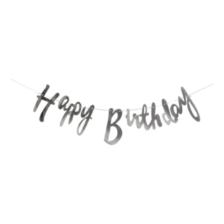 Happy Birthday Guirlande Sølv