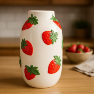 Jordbær Vase Hvid