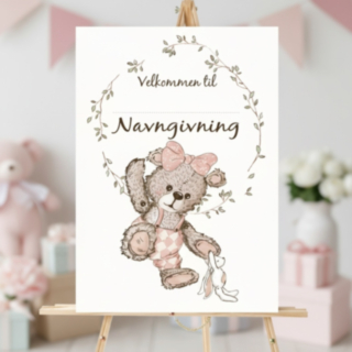 Navngivning Velkomstplakat Lyserød