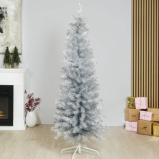 Kunstigt BLING Juletræ Sølv 180 x 68 cm Klasse C