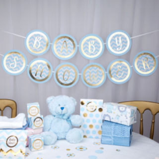 Babyshower Guirlande Lyseblå