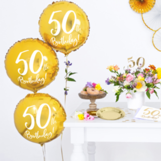Rund 50th Birthday Folieballon Guld