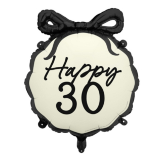 Happy 30 Folieballon Sort/Hvid