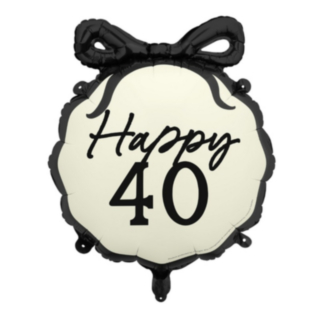 Happy 40 Folieballon Sort/Hvid