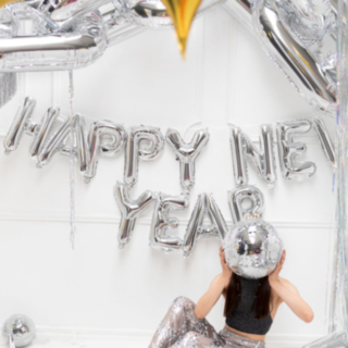 Happy New Year Folieballoner Sølv
