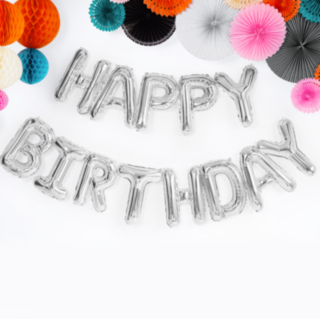 Happy Birthday Folieballoner Sølv