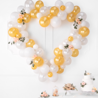 Hjerte Ballonfigur Hvid/Guld