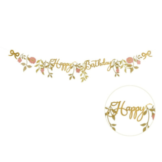 Blomster Happy Birthday Guirlande Guld