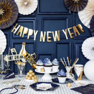 Happy New Year Guirlande Guld