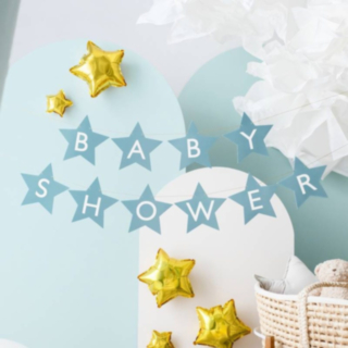 Babyshower Guirlande Lysebl&aring;