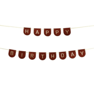 Filt Happy Birthday Guirlande Brun