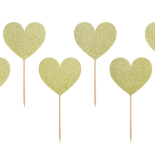 Hjerte Madpinde Glitter Guld