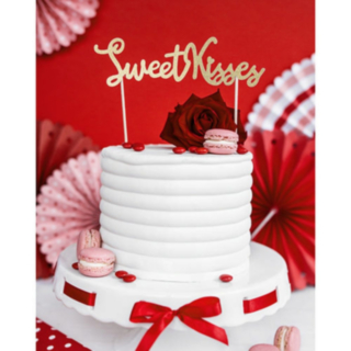 Sweet Kisses Kagetopper Glitter Guld
