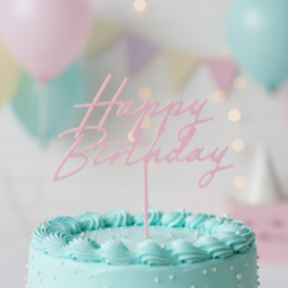 Happy Birthday Akryl Kagetopper Mat Pink