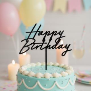 Happy Birthday Akryl Kagetopper Sort