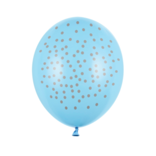 Sølvprikkede Balloner Pastel Lyseblå