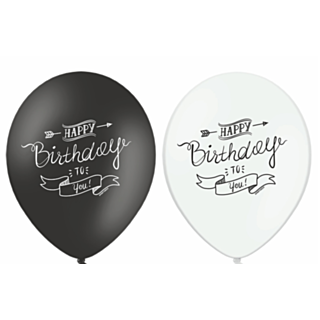Happy Birthday Balloner Sort/Hvid