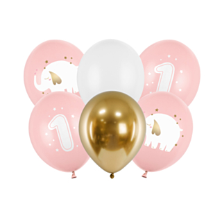 1 Års Fødselsdag Ballon Mix Lyserød