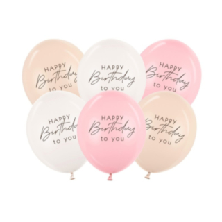 Happy Birthday Latexballoner Lyserød Mix