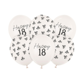 Happy 18 Års Fødselsdag Latexballoner Off-White