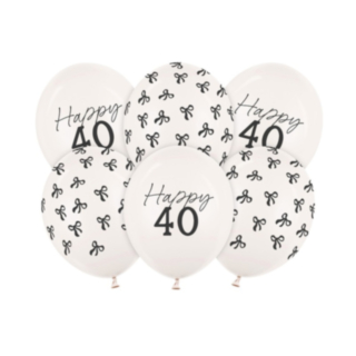 Happy 40 Års Fødselsdag Latexballoner Off-White