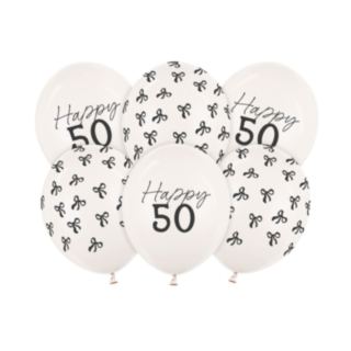 Happy 50 Års Fødselsdag Latexballoner Off-White