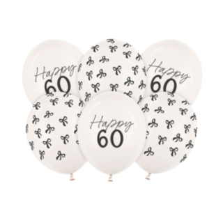 Happy 60 Års Fødselsdag Latexballoner Off-White