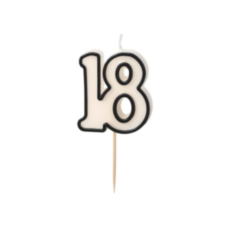 18-Års Kagelys Sort/Hvid