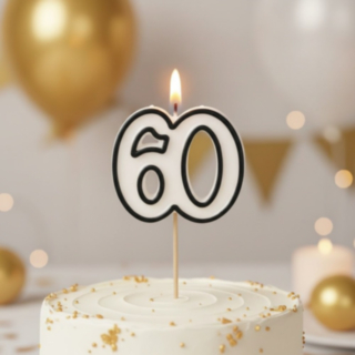 60-Års Kagelys Sort/Hvid
