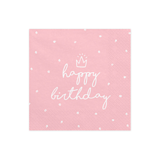 Happy Birthday Servietter Lyserød