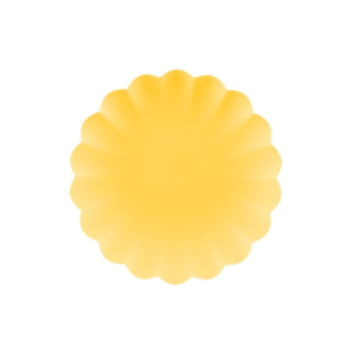 Riflede Plasttallerkener Gul