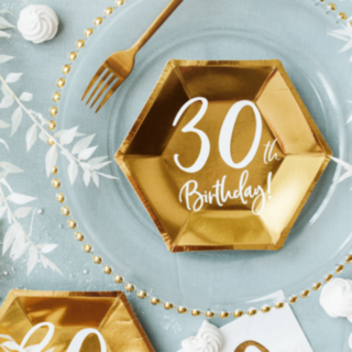 30th Birthday Paptallerkener Guld