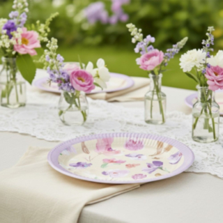 Blomster Paptallerkener Lyserød