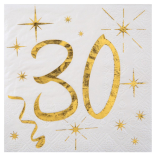 30 Års Servietter Guld