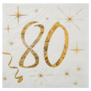 80 Års Servietter Guld