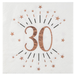 30 Års Konfetti Servietter Rosaguld