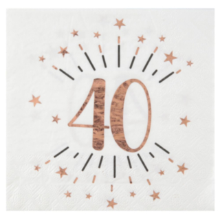 40 Års Konfetti Servietter Rosaguld