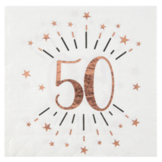 50 Års Konfetti Servietter Rosaguld