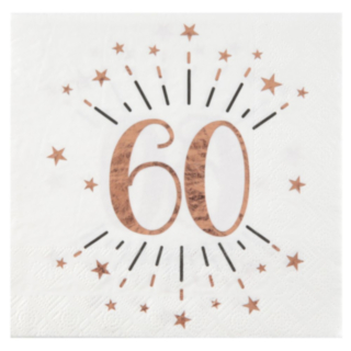 60 Års Konfetti Servietter Rosaguld