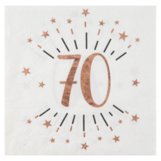 70 Års Konfetti Servietter Rosaguld