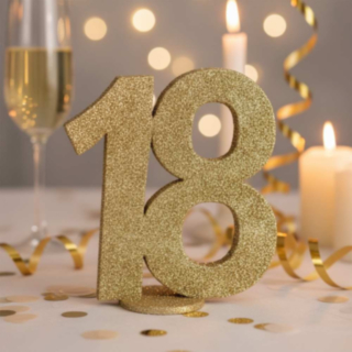 18 Års Bordtal Figur Guld