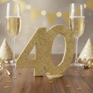 40 Års Bordtal Figur Guld
