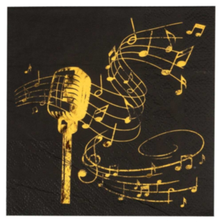 Musik Servietter Sort/Guld