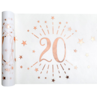 20 Års Bordløber Hvid/Rosaguld