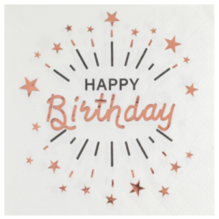 Happy Birthday Servietter Rosaguld