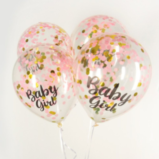 Baby Girl Konfetti Balloner Lyser&oslash;d